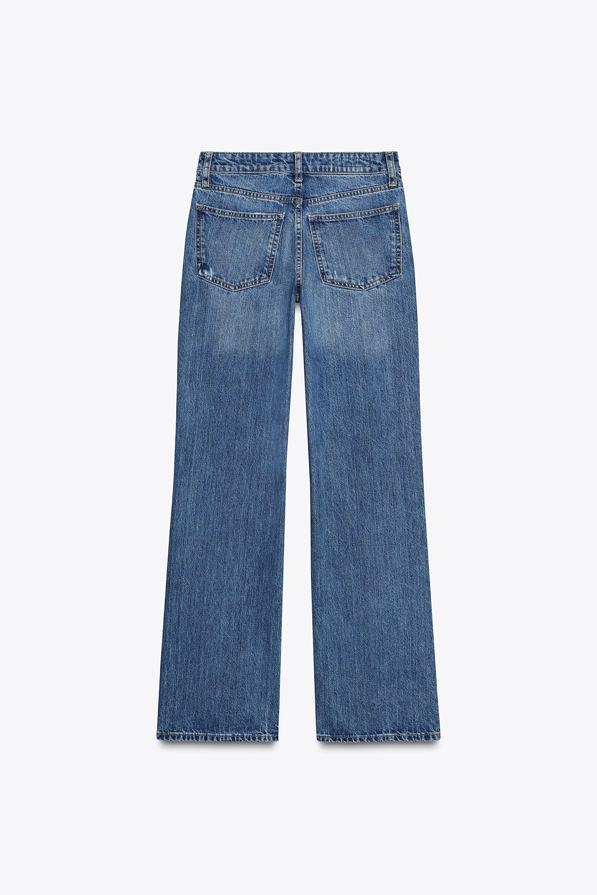 TRF MID-RISE RIPPED WIDE LEG JEANS